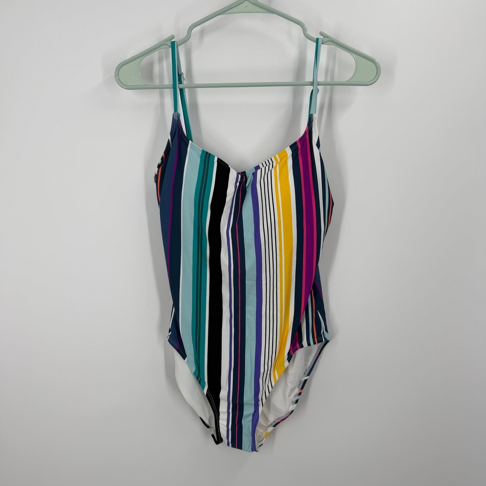 Anne Cole One Piece Swimsuit Women 10 Multicolor Striped 25MO001101